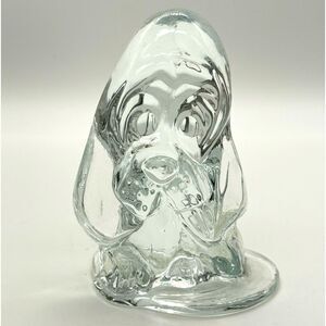 Viking Glass Crystal Hound Dog Paperweight #7760 Figurine Clear Org Sticker